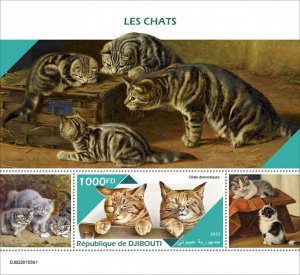 DJIBUTI - 2022 - Cats - Perf Souv Sheet #1 - Mint Never Hinged