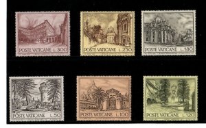 Vatican 1976 - Architecture - Set of 6 Stamps - Scott #601-06 - MNH
