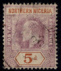 NORTHERN NIGERIA EDVII SG24a, 5d dull purple & chestnut, USED. Cat £80. CHALKY