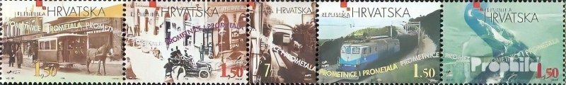 Croatia 1998 Sc#380 HISTORY OF TRANSPORTATION-TRAIN-CARS STRIP (4v) MNH