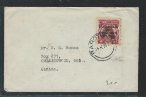 COOK ISLANDS (P2708B) 1935 SILVER JUBILEE 1D SINGLE FRANK TO CANADA