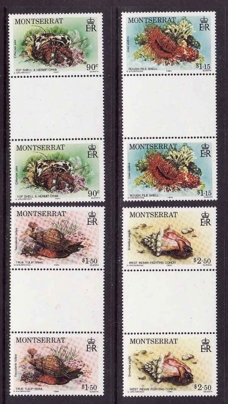 Montserrat-Scott#543-6-Unused NH gutter pairs-Marine Life