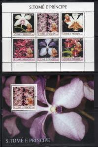 St Thomas & Principe 1481-2 Orchids Mint NH