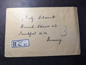 1926 Registered British Malta Cover Cospicua to Frankfurt am Main Germany