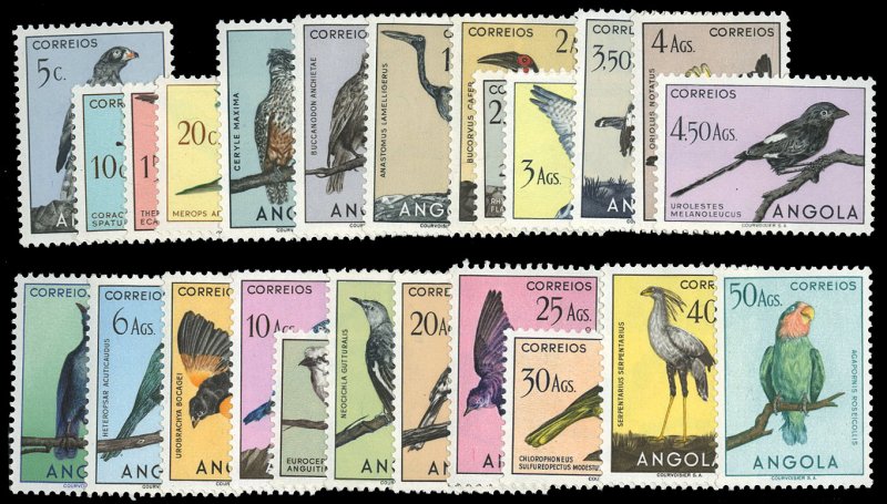 Portuguese Colonies, Angola #333-356 Cat$300, 1951 Birds, complete set, light...