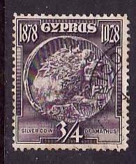 Cyprus-Sc#114- id9-used 3/4pi Silver Coin-1928-