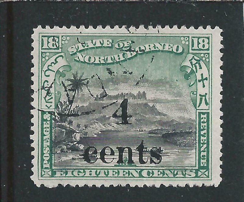 NORTH BORNEO 1904-05 4c on 18c BLACK & GREEN FU SG 150 CAT £38