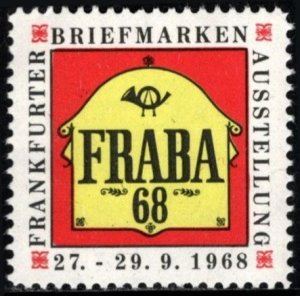 1968 Germany Poster Stamp FRABA Frankfurt Stamp Exhibition September 27-29, 1968