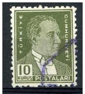 Turkey 1953 Scott 1122 used, 10k Kemal Ataturk type of 1931 