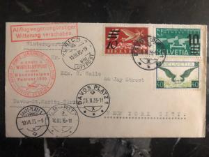 1935 Davos Switzerland to St Moritz Zurich First Flight Cover FFC C14 C19 C20