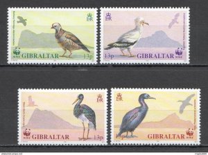 B0017 1991 Gibraltar Wwf Fauna Birds #619-622 1Set Mnh