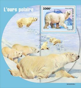 NIGER - 2022 - Polar Bears - Perf Souv Sheet #1 - Mint Never Hinged