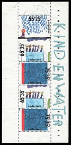 Netherlands B643a, used, Children and Water, miniature sheet of 6