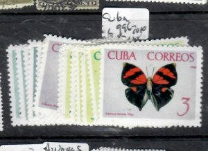 CUBA BUTTERFLIES SC 996-1010      MNH         P0326A H