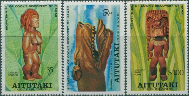 Aitutaki 1978 SG248-250 Discovery of Hawaii set MNH