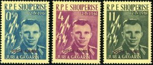 Albania #604-606 Yuri Gagarin POSTA AJRORE Airmail Overprint Postage 1962 MNH OG