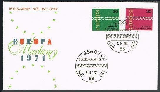 Germany 1064-1065,FDC. EUROPA CEPT-1971,Fraternity,Cooperation,Common Effort.