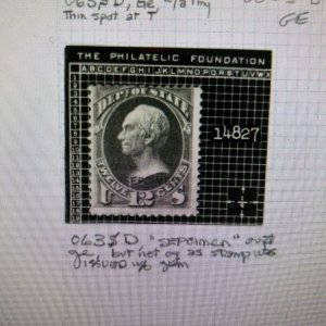 O63Sa State Dept Official 'SEPCIMEN' ERROR Specimen Unused Stamp HX1
