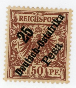 East Africa 1896 Germany 25 Pesa/50 pfg Red Brown Sc #10 Mint E470