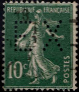 France Scott 163 used 1903-1938 Sower type II Perfin EX