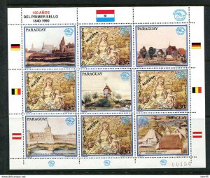 Paraguay 1989 Durer Sheet Specimen Muestra 5 stamp+4 labels Art 12790