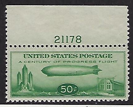 Catalog # C 18 Single Stamp Mini Zeppelin 50 cent Green Color MNH F/VF P# 21178