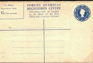 GB QEII Unused Registered Postal Stationery RPFIO FORCES 1959 Military 40c.11