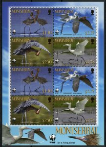 Montserrat Birds on Stamps 2010 MNH Reddish Egret Egrets WWF 8v M/S