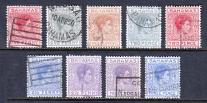 BAHAMAS — SCOTT 101//105A (SG 150//154a) — 1938-52 KGVI ISSUE — USED —SCV $23.70