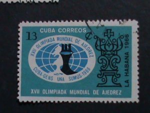 ​CUBA -1966 VERY OLD STAMPS-17TH WORLD CHESS OLYMPICS-HAVANA-USED VERY FINE