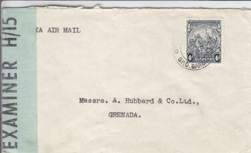 1943, Barbados, BWI to Grenada, Censored, See Remark (C4310)