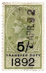 (I.B) QV Revenue : Transfer Duty 5/- (1892)