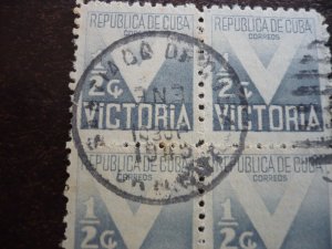 Stamps - Cuba - Scott# RA6 - Used block of 4 Postal Tax Stamps