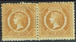 NEW SOUTH WALES 1882 QV DIADEM 8D PAIR WMK CROWN/NSW PERF 10  