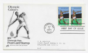 US 1790 10c Olympics Decathlon pair on FDC Artcraft Cachet ECV $7.50