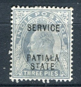 INDIA; PATIALA early 1900s ED VII issue Mint hinged Shade of 3p. value