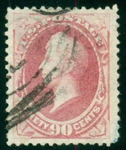 US #191, 90¢ carmine, used, F/VF, Miller certificate, Scott $375.00