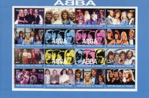 Chad 2018 CTO Music Stamps ABBA Pop Stars Celebrities 16v M/S 