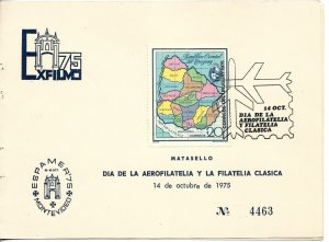 URUGUAY 1975 AIRPHILATELY AND CLASSIC PHILATELY DAY PLANE ON CANCEL SPECIAL CARD