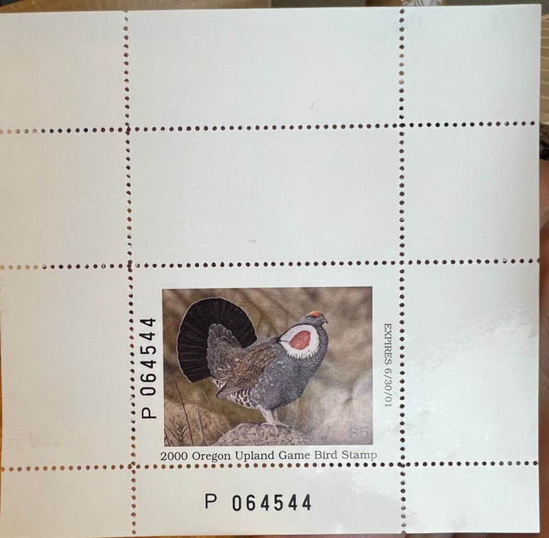 Oregon Uplang Game Bird   stamp 2000