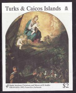 Turks & Caicos-Sc#997-unused NH sheet-Spanish Art-Paintings-1992-