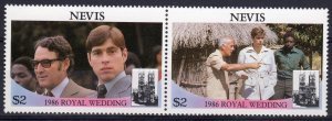 Nevis 1986 ROYAL WEDDING ANDREW & SARAH FERGUSON Pair Perforated Mint (NH)