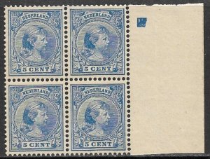 NETHERLANDS 1891-94 5c Princess Wilhelmina Block of 4 Sc 41 MNH