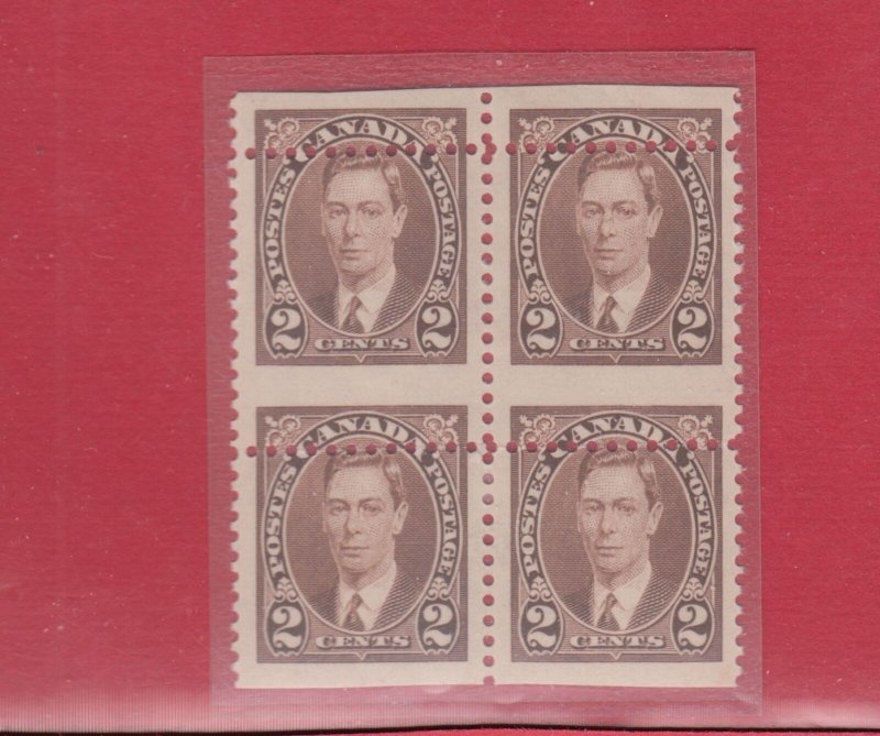 1937 issue #232 mis-perf block of 4 MH VF, Canada mint