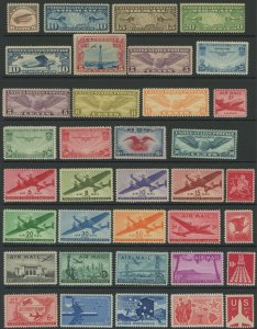 USA - 36 diff older mint airmails - including C1 - mostly never hinged