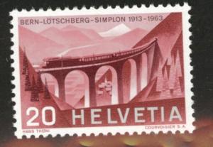 Switzerland Scott 424 MNH** 1963  train on bridge stamp