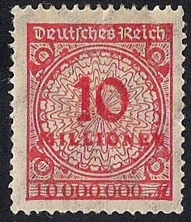 Germany #286  10Mil M Numerial, Red, Mint OG H XF