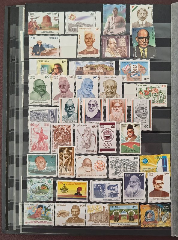 COLLECTION OF INDIA STAMPS & MINIATURE SHEETS IN 2 STAMPS STOCK BOOK ALL MINT NH