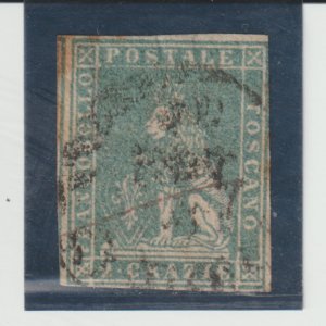 ITALY  TUSCANY Scott #13 Used   1857    CV. $160.