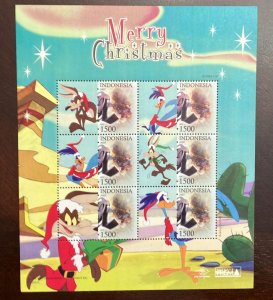 O) 2007 INDONESIA, CARTOON,  CRAZY BIRD, ROAD RUNNER, CHRISTMAS, SHEET MNH